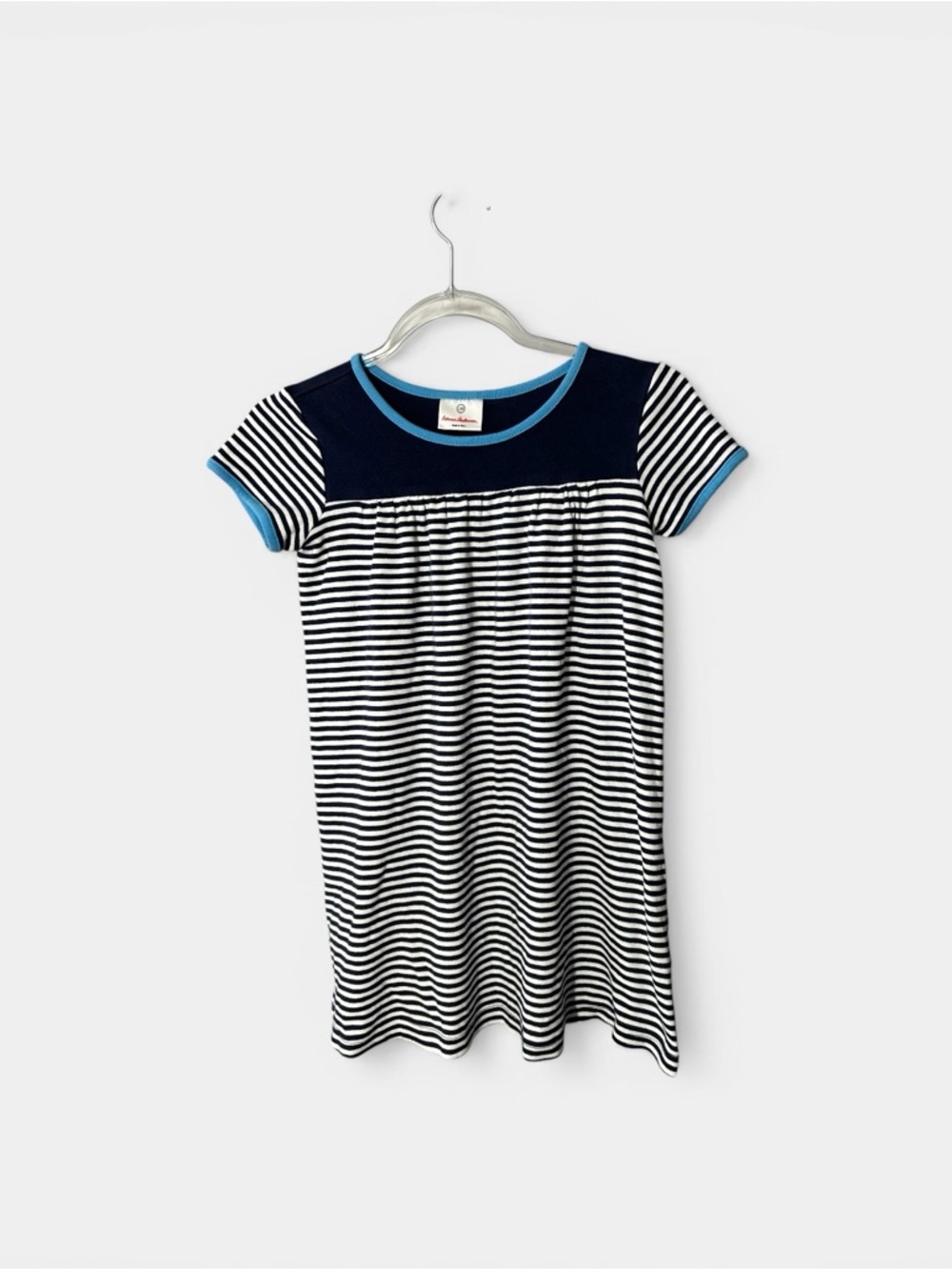 Hanna Andersson Navy & White Striped Girls Casual Cotton Dress Sz 130 US 8